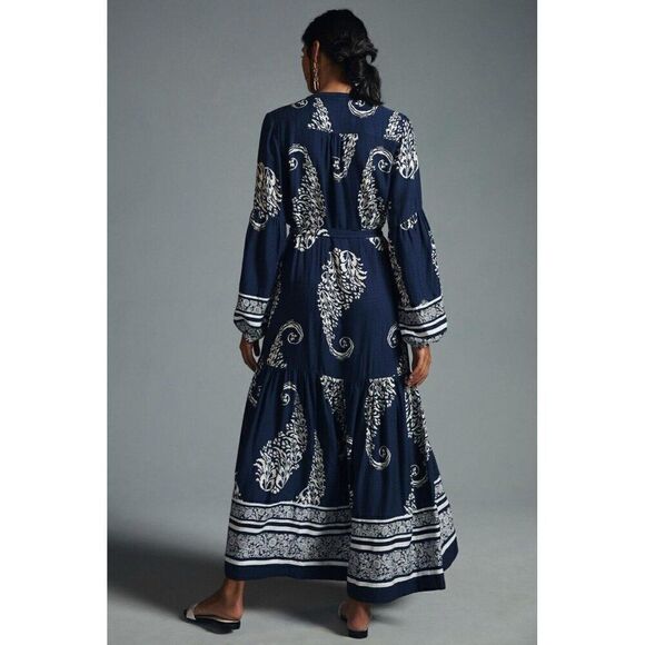 NWT ANTHROPOLOGIE Sz XS TIERED BUTTONDOWN MAXI DRESS - Picture 2 of 4